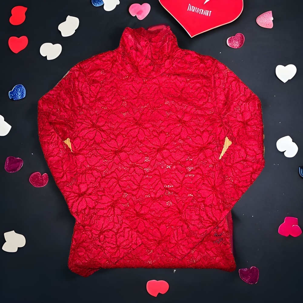 Red Lace Turtleneck- XS